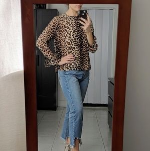 GANNI Printed Georgette Leopard Blouse